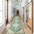 thumbnail image 6 of Findosom 2'x10' Vintage Runner Rug 0.4" Distressed Hallway Rug Non Slip Laundry Runner Rug Decor Rug Washable Runner Rug Kitchen Floor Mat Entryway Rug Runner for Laundry Kitchen Entryway, Green, 6 of 9