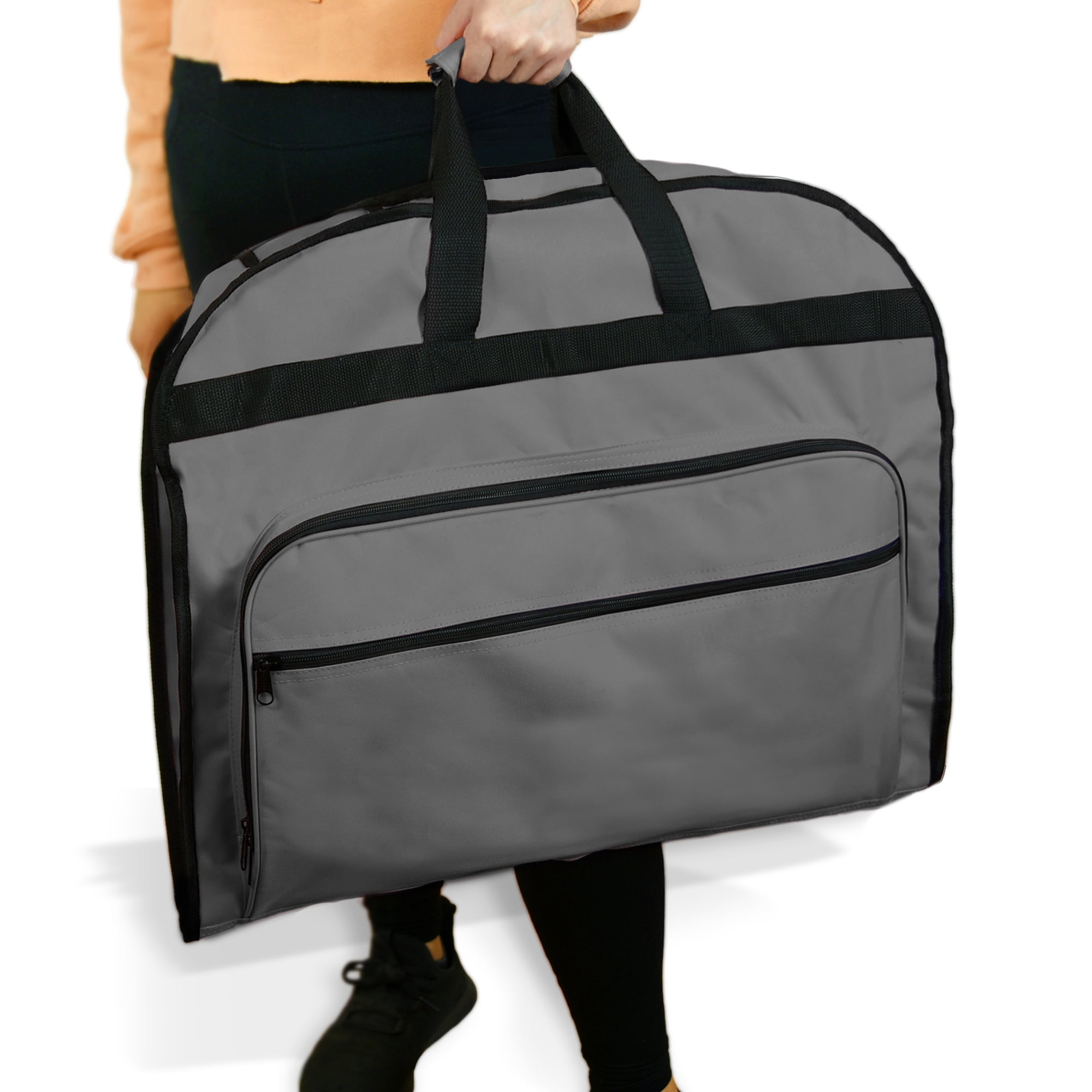 DALIX 39" Business Garment Bag Cover for Suits and Dresses Clothing Foldable w Pockets in Gray