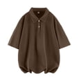 thumbnail image 5 of Afuyipoi Men's Polo Shirt,Fashionable Short Sleeve Large Size Loose Lapel Tees Coffee M, 5 of 6