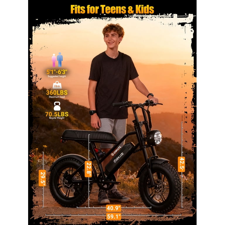 ESKUTE V100 Electric Bike for Teens Adults, 750W Peak 1500W 28 Mph