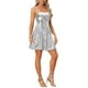 thumbnail image 4 of INSPIRE CHIC Vestido de Mujer con Tirantes Ajustables y Lentejuelas Brillantes en Corte A Mini Talla XS Plata, 4 of 6