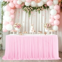 Kabuer Pink Tulle Table Skirt 6FT - Wedding, Birthday Parties, Rectangle Round Tables or Princess Party Decorations