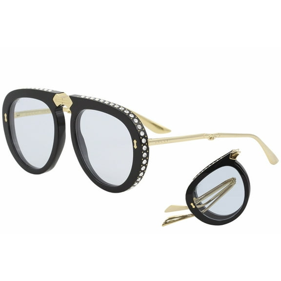 Gucci GG0307S GG/0307/S 002 Black/Gold Fashion Pilot Folding Sunglasses 56mm