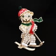 thumbnail image 6 of QQTDFG Cute Skiing Bear Brooch Pin Clear Crystal Enamel Gold Tone Women Christmas Gift-Blue, 6 of 6