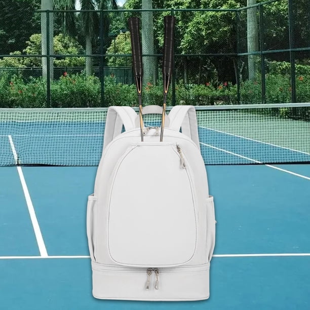 Mochila de tenis, mochila para portátil, con capacidad para 3 raquetas y compartimento para zapatos. beige