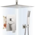 thumbnail image 1 of Shower System    Pressure Shower Head with Rain Handheld  Set  Ceiling Mounted Dual Shower Head System  Bathroom Shower  Set Rough-in Valve Body and Trim (Brushed Nickel), 1 of 7