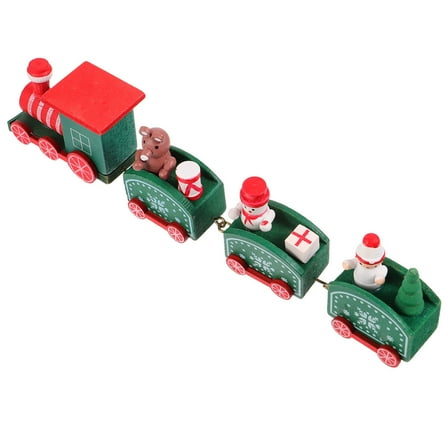 PAMINGONO 1Pc Mini Trains For Kids Wooden Little Train Red Green 7.9*1.6*1In Decorative Display