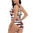 thumbnail image 5 of Yiaed Ladybugs on Black and White Striped1 Print Women One Piece Swimsuits Tummy Control One Shoulder Bathing Suits Pattern Ruffle Swimwear-Medium, 5 of 8