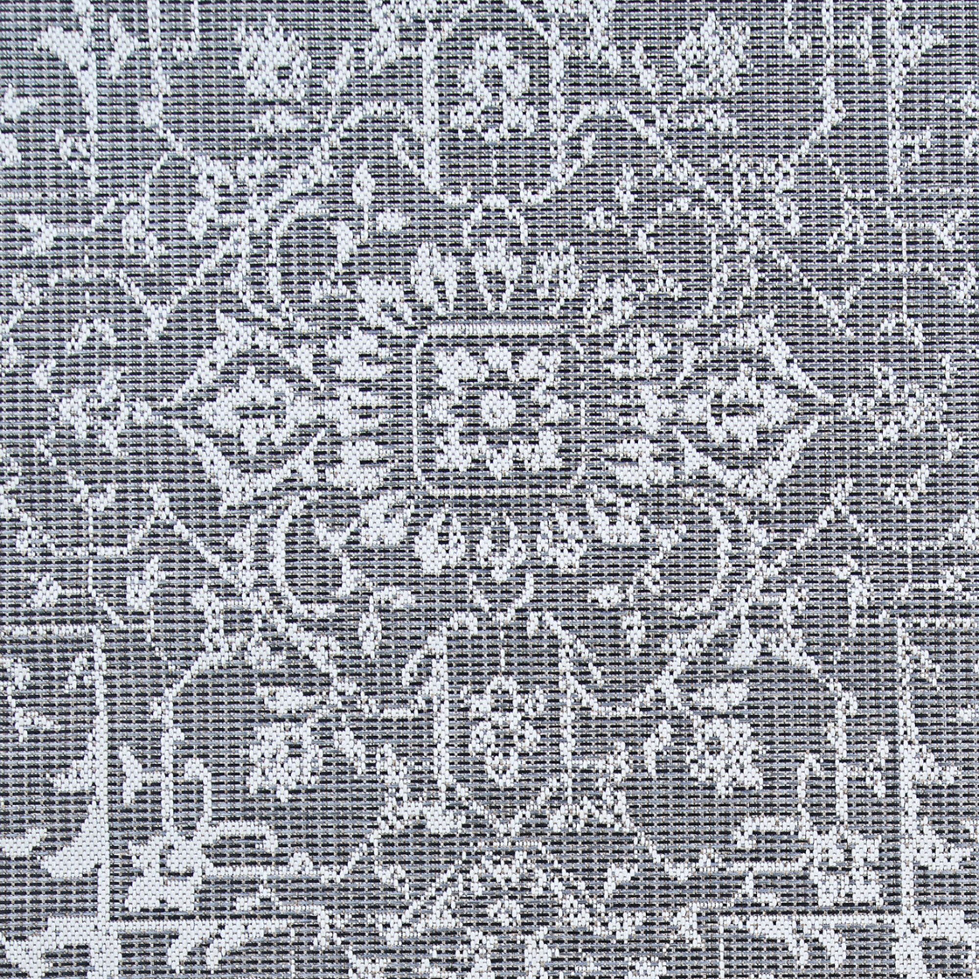 Couristan Monte Carlo Palmette Indoor/Outdoor Area Rug, 5'3" x 7'6", Black-Grey-Ivory