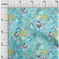 thumbnail image 1 of oneOone Cotton Flex Aqua Blue Fabric Floral Sewing Material Print Fabric By The Yard 40 Inch Wide, 1 of 4