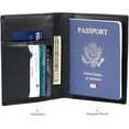 thumbnail image 3 of Slim RFID Blocking Leather Passport Holder Travel Bifold Wallet For Men (Carbon Black), 3 of 6