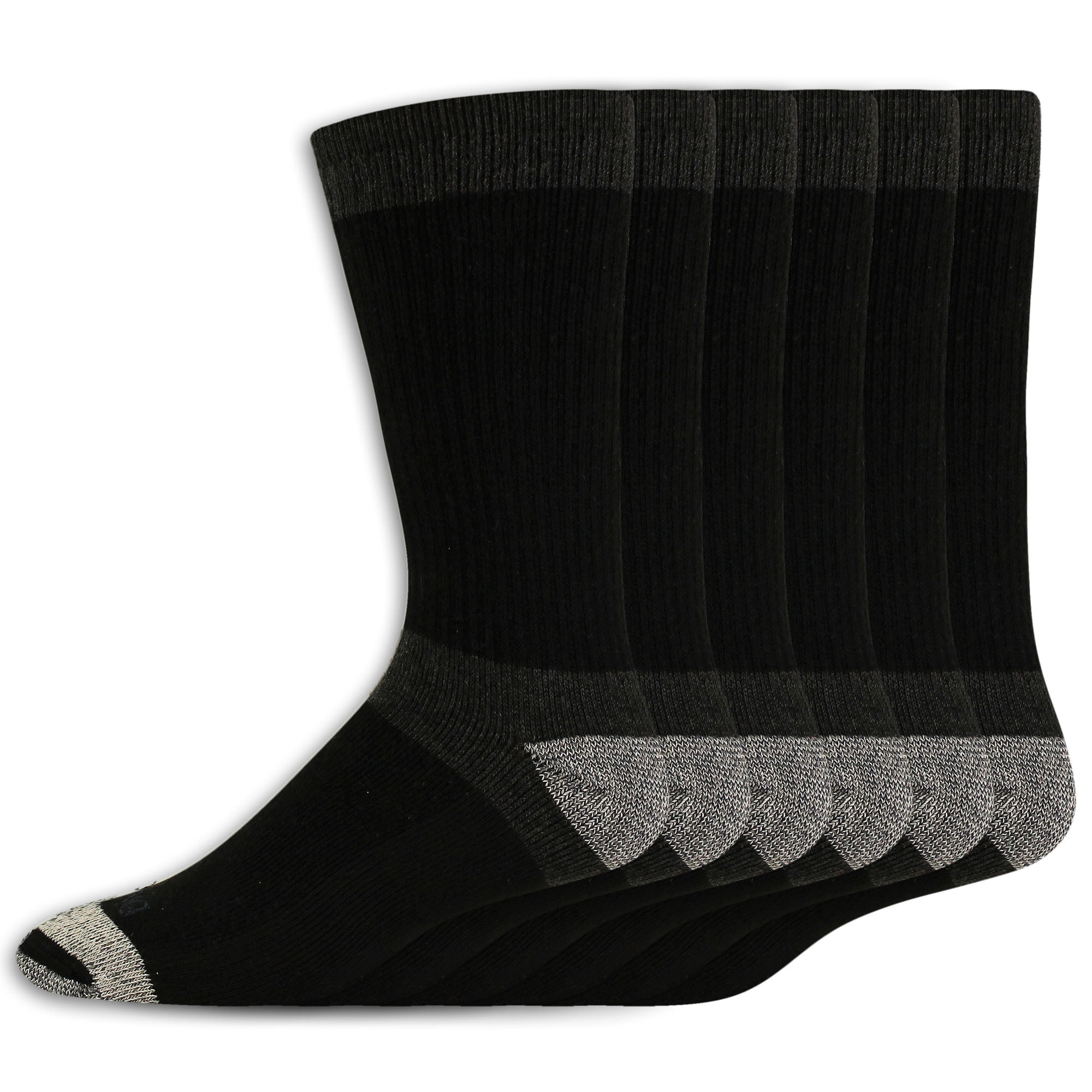Genuine Dickies Men's Max Cushion Crew Sock, 6 Pack Black Size 6-12