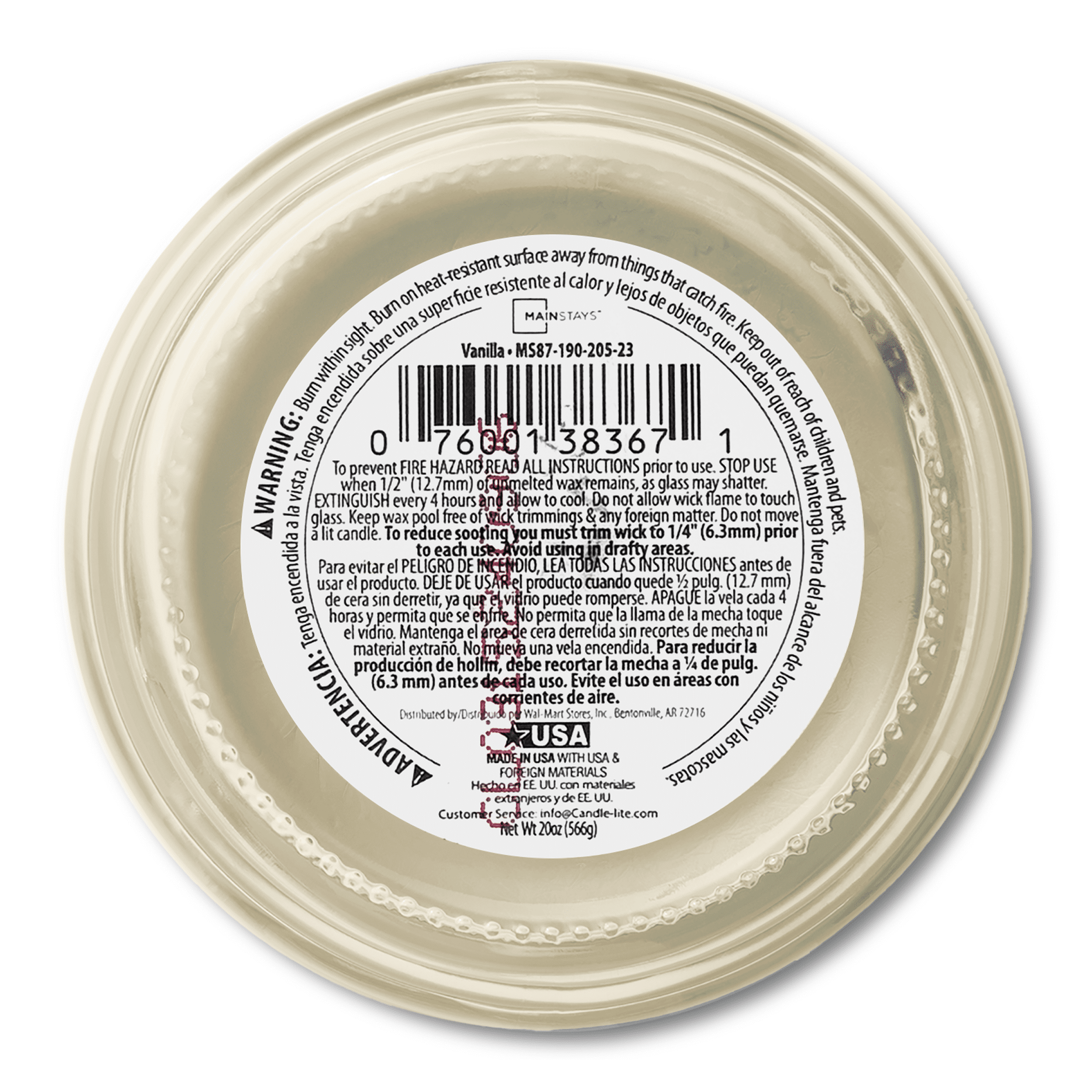 Mainstays Single-Wick Scented Glass Jar Candle, Vanilla, 20oz.
