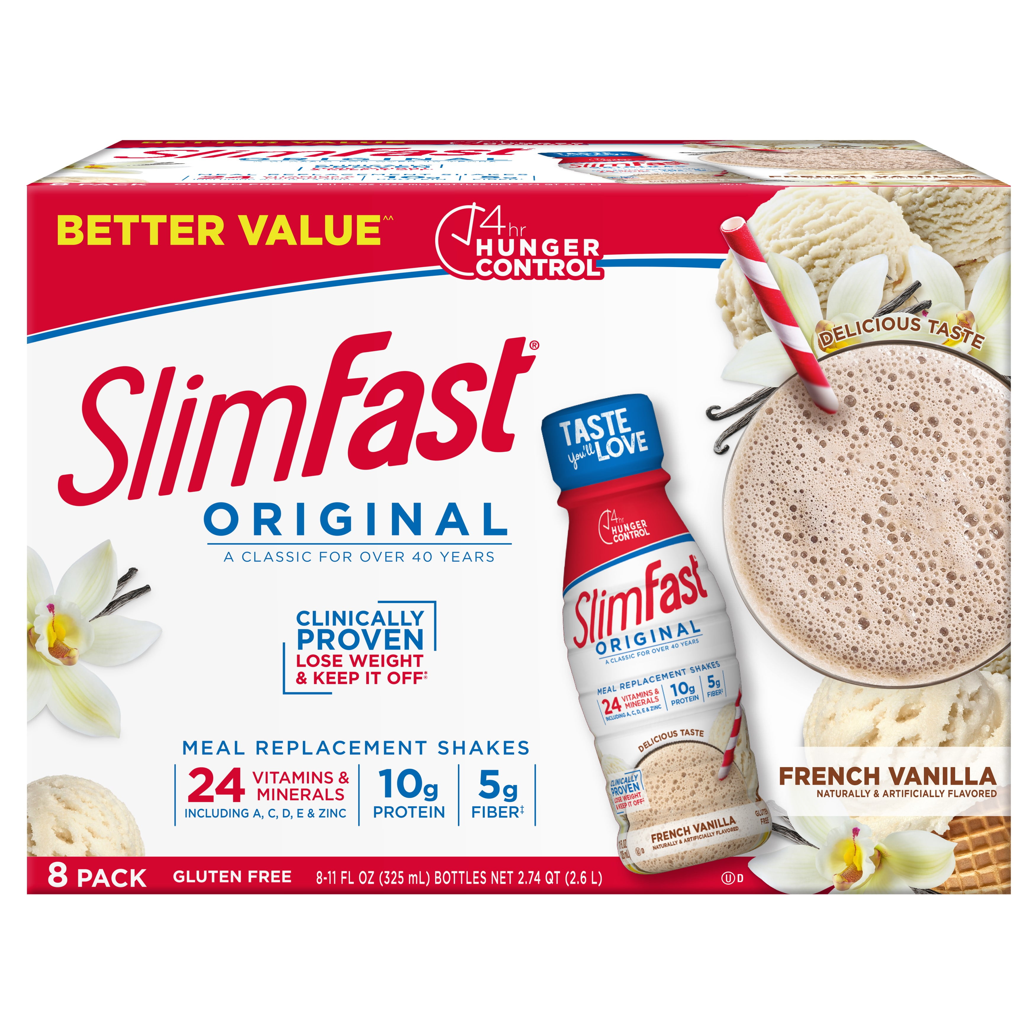 SlimFast Original Meal Replacement Shakes, French Vanilla, 11 fl. Oz