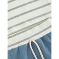 thumbnail image 6 of Franhais Baby Boys 2Pcs Summer Outfits, Short Sleeve Striped Print Pocket Tops + Shorts Set, 6 of 7