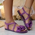 thumbnail image 4 of Women's Bow Flat Sandals Open Toe Crisscross Strappy Elastic Slingback Fashion Comfortable Non Slip Summer Casual Beach Vacation Shoes, 36, 4 of 4