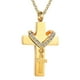 thumbnail image 2 of Collar de urna de cremación con colgante de doble cruz de acero clásico para hombres y mujeres especial Dorado, 2 of 9