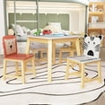thumbnail image 3 of 5 Piece Kiddy Table and Chair Set Kids Wood Table with 4 Chairs Cartoon Animals, 3 of 7