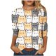 thumbnail image 1 of Camiseta estampada a la moda para mujer, blusa de manga 3/4 de longitud media, cuello redondo, camisetas informales Pompotops FGAJ2219, 1 of 5