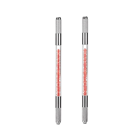Vogacara 2 uds pluma de Manual de doble cristal acrílico accesorios de doble cabeza bolígrafos herramientas redondas de maquillaje Suministros de Rojo