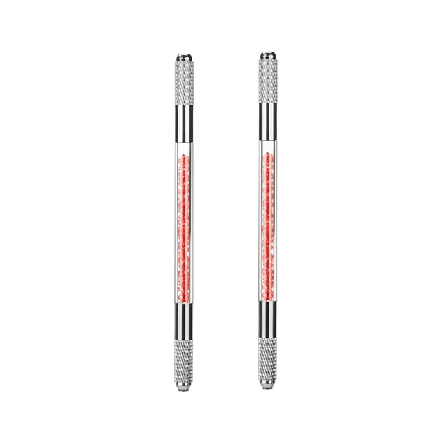 Qarigey 2 uds pluma de Manual de doble cristal acrílico accesorios de doble cabeza bolígrafos herramientas redondas de maquillaje Suministros de Rojo