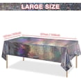 thumbnail image 2 of LAICAIW 8 Pack Iridescence Plastic Tablecloths Shiny Disposable Laser Rectangle Table Covers Holographic Foil Tablecloth Iridescent Party Decoration Birthday Bridal Wedding Christmas 54" x 108"(Silv, 2 of 7