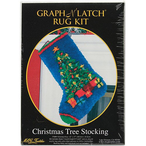 Latch Hook Kit 12" x 17", Christmas Tree Stocking
