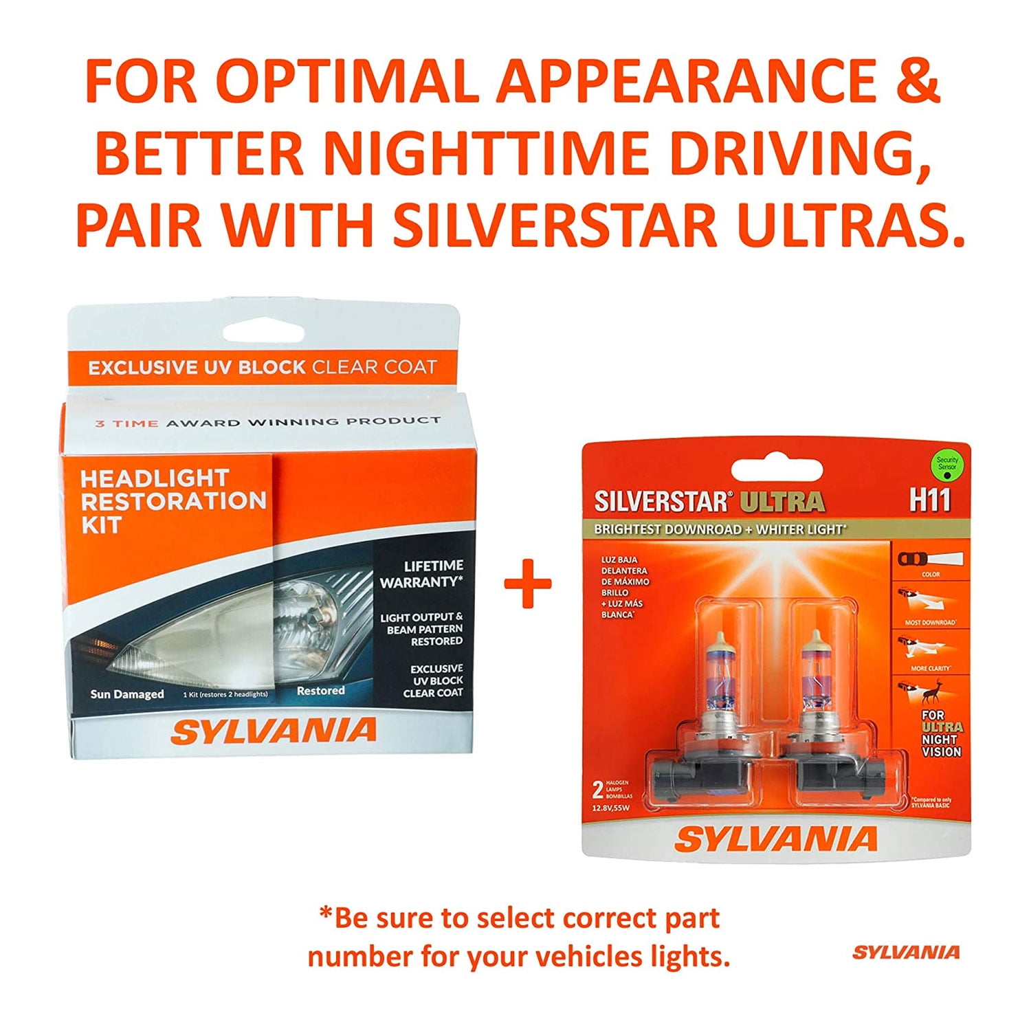 Sylvania HRK.BX Automotive Headlight Restoration Kit, Restores Clarity and Removes Haze, 0.3 lb