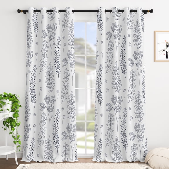 Tchckioa Minimalist Leaf Blackout Curtains for Bedroom,Grommet Drapes,42x84 Inch,2 Panels