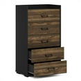 thumbnail image 5 of Furinno Modern 5-Drawer Kitchen & Dining Sideboard Buffet Storage, Columbia Walnut/Black, 5 of 6