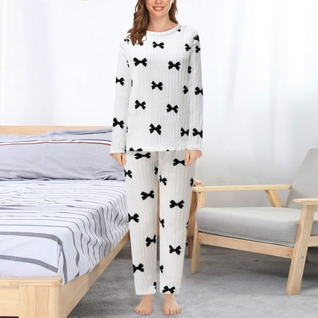 

NEGJ Women s Thick Warm Cute Sets Soft Homewear Sleepwear Loose Sets