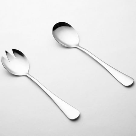 

2Pcs / Set Stainless Steel Dinnerware Set Cutlery Salad Spoon Tableware Kitchen Accessories Western Fork