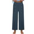 thumbnail image 1 of Timegard Pants for Women Elastic High Waisted Button Straight Leg Solid Color Casual Loose Comfy Pants, 1 of 6