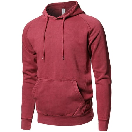 - FashionOutfit Men's Mineral Washed Raglan Long Sleeve French Terry Pullover Hoodie
