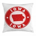 thumbnail image 1 of Iowa State Throw Pillow Cushion Cover, Grunge Rubber Stamp Illustration with the Name and Map of Iowa, Decorative Square Accent Pillow Case, 18 X 18 Inches, Vermilion Pale Pink White, by Ambesonne, 1 of 2