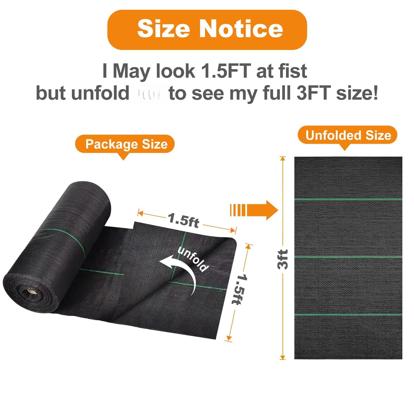 3ft X 100ft 3.2oz Weed Barrier Landscape Fabric Cloth Heavy Duty Control Blocker Mat Gardening Ground Cover Durable Woven Geotextile Driveway Underlayment