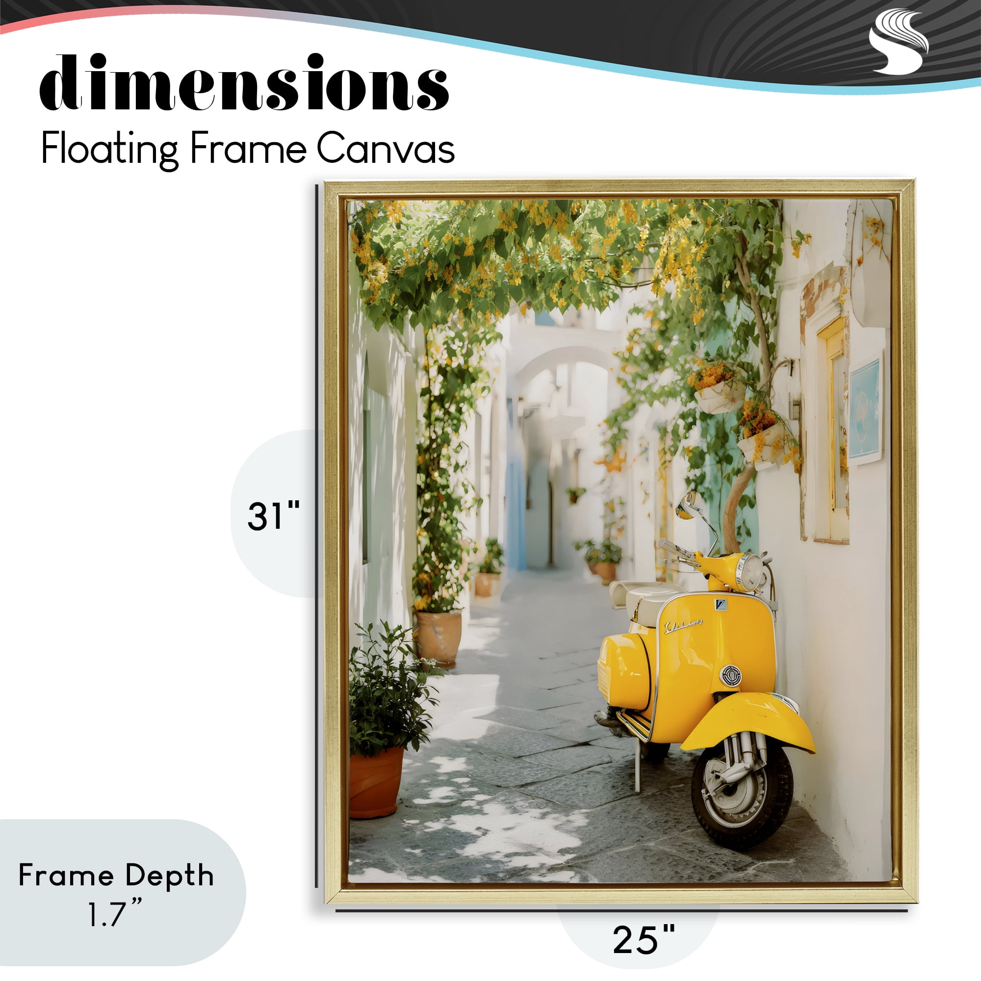 Stupell Industries Vacation Ride Through Alley Gold Framed Floater Canvas Wall Art, design by Franklyn Gregory