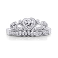 thumbnail image 2 of AFFY Heart & Round White Cubic Zirconia Womens Crown Ring In 14k White Gold Over Sterling Silver Ring Size-6.5, 2 of 6