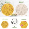 thumbnail image 4 of Yayeee 6 PCS Drink Coasters with Holder Set Woven Absorbent Round Tabletop Hot Pad, Pink White Stars, 4 of 7