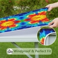 thumbnail image 6 of Colorful Tie Dye Flowe Square Fitted Tablecloth with Elastic Edge,Square Table Cover,Washable Elastic Table Cover for Home Kitchen Party Decor 34"x34", 6 of 6