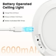 Rechargeable Ceiling Light , No Wiring Battery Operated Ceiling Lights with Remote, Motion Sensor Dimmable Timing Motion Activated Overhead Shower Light for Bathroom Pantry Hallway Porch,2PCS