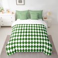 thumbnail image 2 of Homewish Rhombus Pattern 7pcs Bedding Comforter Set,Modern Geometric Queen Bedding Sets,Green White Buffalo Queen Sheet Sets For Boys Kids,Luxury Bedroom Decor Reversible, 2 of 8