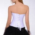 thumbnail image 4 of Womens Vintage Renaissance Corset Bustier Party Waist Cincher Boned Corsets Shapewear Underbust Strapless Tops White, XXXXL, 4 of 5