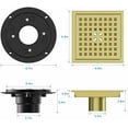 thumbnail image 3 of 6-inch Square Shower Drain, Stainless Steel Kitchen Garage Bathroom Floor Drain with Flange, Brushed Gold Brass, 3 of 4