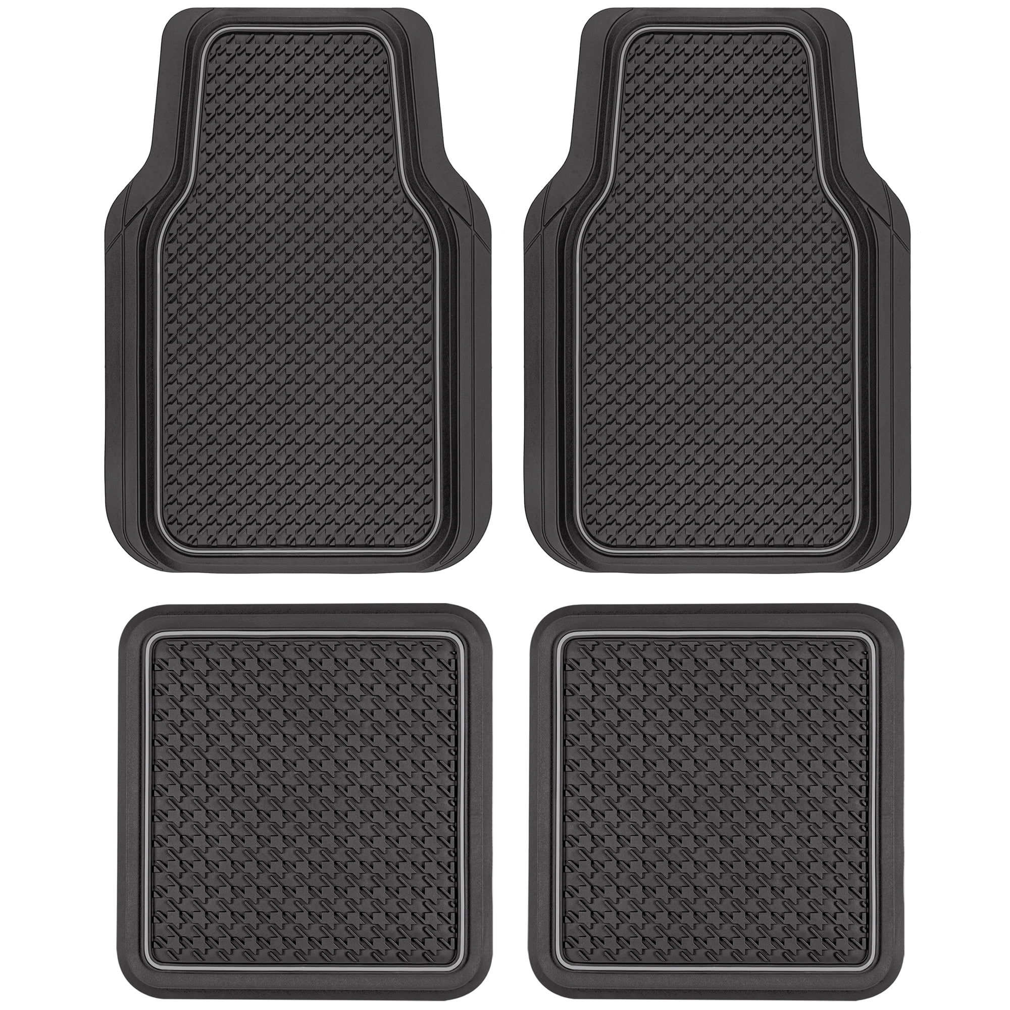 Motor Trend Houndstooth Design Rubber Floor Mats for Car SUV Truck