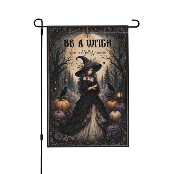 Halloween Witch Garden Flag Double Sided Outdoor Holiday Home Decor 12x18 in