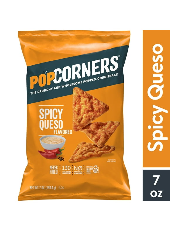 Popcorners Spicy Queso Gluten Free Popped Corn Snacks, 7 oz Bag
