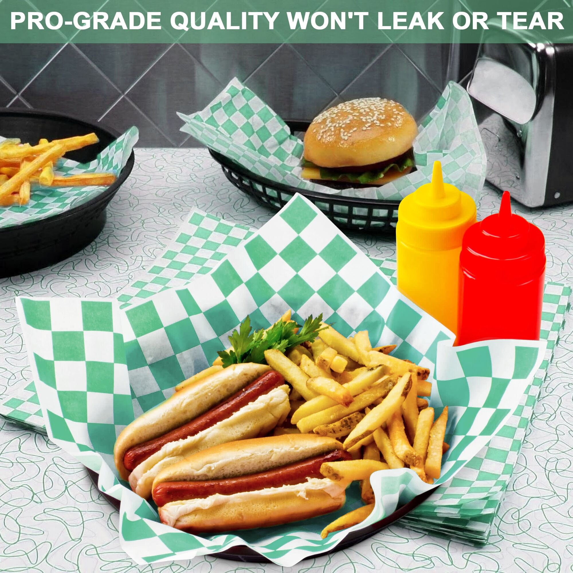 [5000 Sheets] 12x12 Inch Deli Paper Sheets Sandwich Wrap - Green and White  Checkered Food Basket Liners, Grease Resistant Wrapper for Barbecue  Restaurants, Picnics, Parties, Kids Meal, Outdoor Fair 