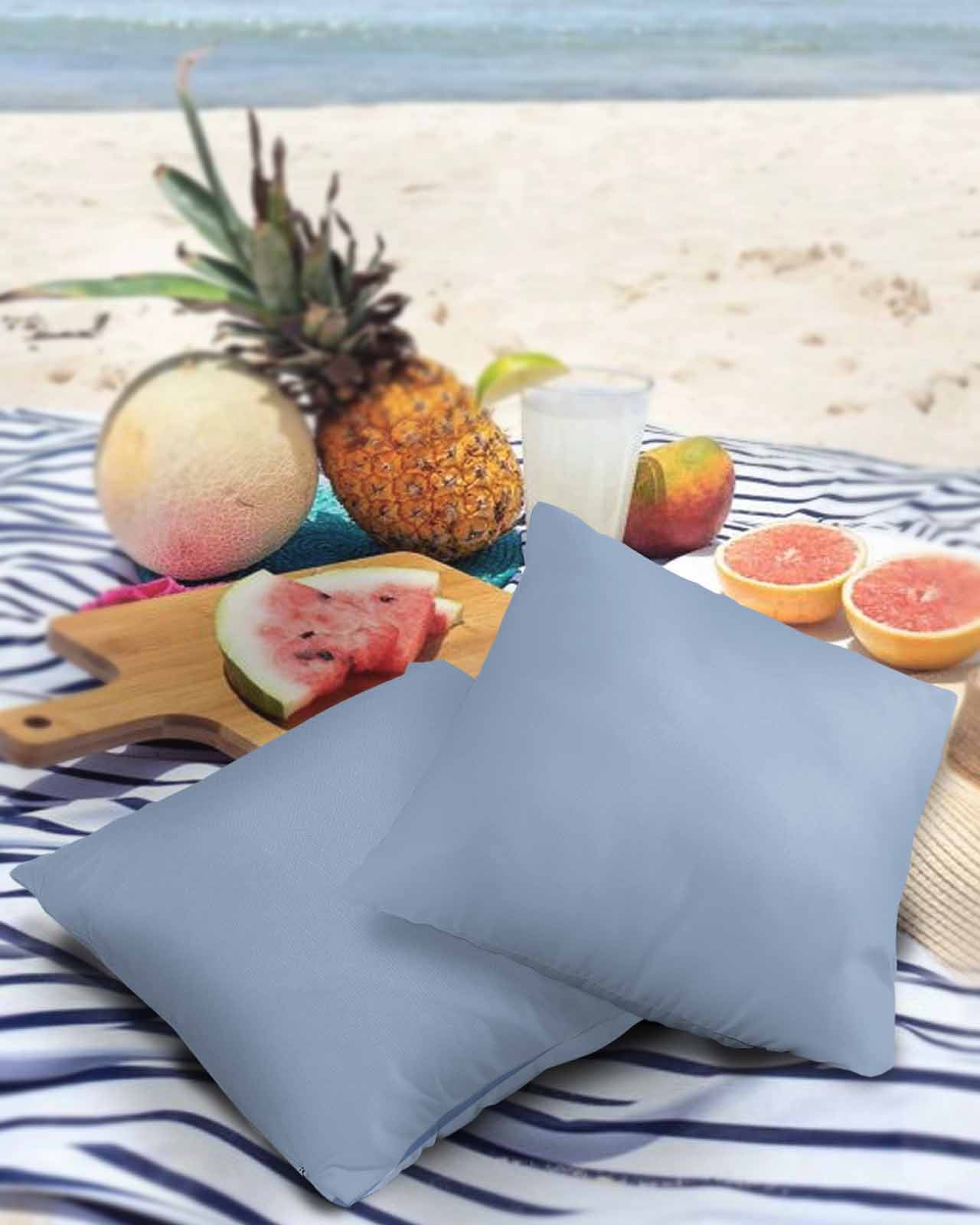 Pack of 2 Outdoor Pillow Covers, Solid Color Light Blue Waterproof Square Throw Pillowcase Cushion Decorative Pillow Covers for Couch Patio Tent, 20x20 in