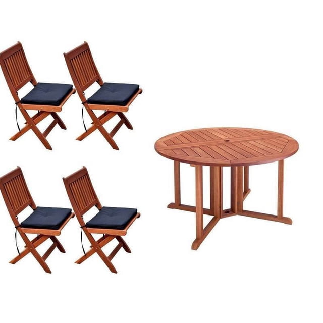 Table et Chaise de Terrasse Extérieure de 5 Pièces en Brun Cannelle